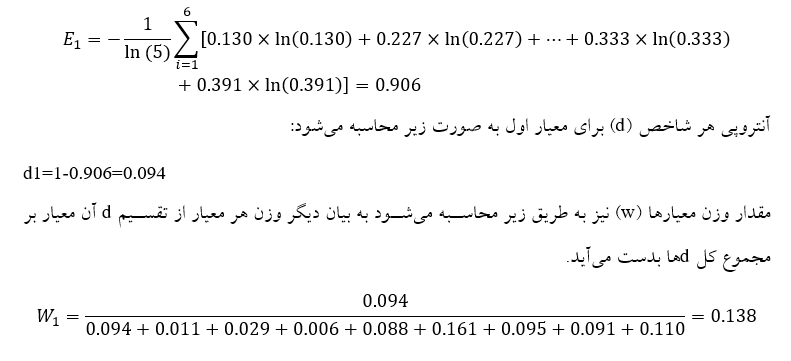 مثال روش آنتروپی تاپسیس